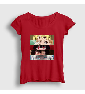 Presmono Kadın Beyaz Girls Anime kakegurui T-Shirt 239668tt (Kırmızı)
