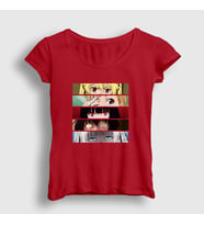 Presmono Kadın Beyaz Girls Anime kakegurui T-Shirt 239668tt (Kırmızı)