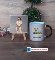 Öğretmene Hediye Fotoğraflı Dekoratif Taş, Kupa Bardak Beyaz Hediye (Model 9)