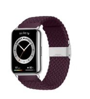 Sneezy Huawei Watch Fit 2 İle Uyumlu Metal Klips Solo Fiberlink Örgü Kordon (Mürdüm)