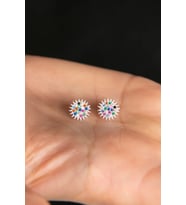 Elika Silver Kadın Mix Taşlı Güneş Model 925 Ayar Gümüş Küpe (Gümüş)