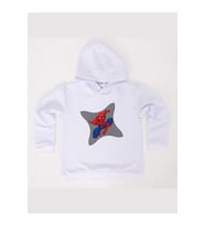 Spiderman baskılı örümcek adam kapüşonlu pamuklu kumaş çocuk sweatshirt (Beyaz)