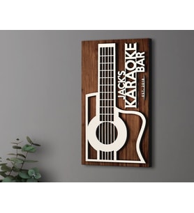 BK Gift Kişiye Özel Kabartma Tasarımlı Ahşap Karaoke Bar Tabelası 61cm, Home Bar Tabela, Rustik Ev Dekorasyonu, Duvar Dekoru (Model 4)