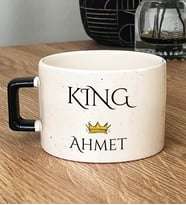 Kişiye Özel King Hediye Lüks Fincan Sevgiliye Hediye (Siyah)