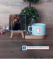 Unicorn Fotoğraflı Dekoratif Taş, Kupa Bardak Beyaz Hediye (Model 8)