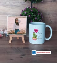 Arkadaşa Hediye Kaktüs Fotoğraflı Dekoratif Taş, Kupa Bardak Beyaz Hediye Doğum Günü Hediyesi (Model 1)