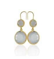 Kadir Jewellery 22 Ayar Altın Kaplama Kadın Taşlı Küpe -El İşçiliği Ve Hipoalerjenik Küpe (Gri)