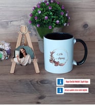 Doğum Günü Hediyesi İsme Özel Kupa Bardak Beyaz ve Fotoğraflı Ahşap Anahtarlık Hediye (Model 11)