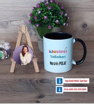 Laboratuvar Teknikeri Kupa Bardak Beyaz ve Fotoğraflı Ahşap Anahtarlık Hediye (Model 11)