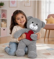 50 cm Kalpli Peluş  Sevimli Ayıcık (Gri)