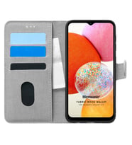 Microsonic Samsung Galaxy A14 Kılıf Fabric Book Wallet Siyah (Gri)