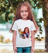 BK Gift Kişiye Özel Kız Çocuk Karikatürlü Siyah T-Shirt-9 (Beyaz)