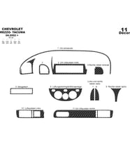 Meriç® Chevrolet Rezzo Tacuma Ön Torpido Kaplama Maun 11 P. 2002-2009 (Karbon)