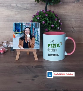Fizik Öğretmeni Fotoğraflı Dekoratif Taş, Kupa Bardak Beyaz Hediye Öğretmenler Günü Hediyesi (Model 6)