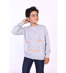 Toontoy Erkek Çocuk Kabartma Baskılı Sweatshirt ( Gri-Melanj)