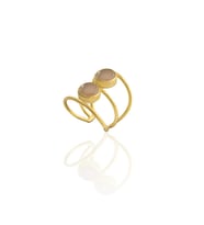 Kadir Jewellery 22 Ayar Altın Kaplama Kadın Zirkon Taşlı Yüzük (Turuncu)