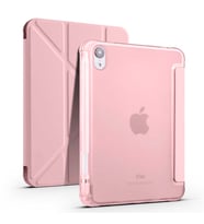 Apple iPad Mini 7 Mini 6 Kılıf Kalem Bölmeli Trifolding Case A2567 A2568 A2569 (Rose)