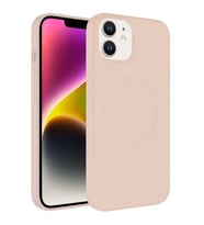 Uyumlu Model Apple iPhone 12 Kılıf Magsafe Lansman Silikon Kapak Plas (Açık Pembe)