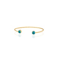 Kadir Jewellery 22 Ayar Altın Kaplama El İşçiliği Zirkon Taşlı Kadın Charm Bileklik (Koyu Mavi)