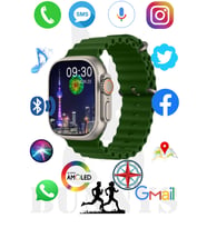 Samsung Galaxy M40 Uyumlu Akıllı Saat Watch 8 Ultra 49MM AMOLED EKRAN (Haki)