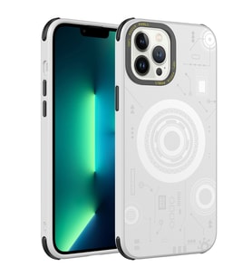 Apple iPhone 13 Pro Kılıf Zore Wireless Şarj Özellikli Desenli Hot Kılıf (Beyaz)