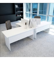 Vena Nil L Workstation İkili Çalışma Masa Tek Panel 318x147cm   Çalışma Grubu İstasyonu (Beyaz)