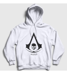 Presmono Unisex Gri Skull Assassin's Creed Kapüşonlu Sweatshirt 24473tt (Beyaz)