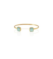 Kadir Jewellery 22 Ayar Altın Kaplama El İşçiliği Zirkon Taşlı Kadın Kelepçe Bilezik (Açık Mavi)