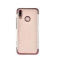 Xiaomi Redmi Note 7 Köşeleri Renkli Şeffaf Kamera Korumalı Kılıf (Rose)