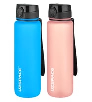 Uzspace 2'li Tritan Matara Seti 1000 ml Büyük Boy 14 Farklı Renk Seçeneği FiftyFifty (Pudra)