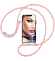 Apple iphone 11 (6.1 inç) Şeffaf Boyun Askılı İpli Kordonlu Kılıf (Pembe)
