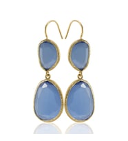Kadir Jewellery 22 Ayar Altın Kaplama Kadın Sallantılı Küpe -El İşçiliği Ve Hipoalerjenik Küpe (Gece Mavisi)