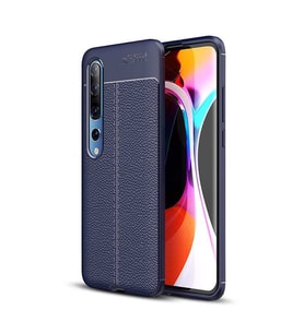 Xiaomi Mi 10 Kılıf Zore Niss Deri Desenli Silikon Kılıf (Lacivert)