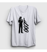 Presmono Unisex Sarı Tuxedo Film James Bond T-Shirt 258281tt (Beyaz)