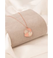 MİNELİ KALPLİ HİLAL ŞEKLİNDE KOLYE (Rose)