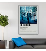 Metal Çerçeveli Temperli Cam Tablo Film Afişi Inception 2010 (Gümüş)