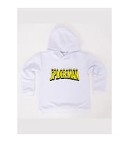 Spiderman baskılı örümcek adam kapüşonlu pamuklu kumaş çocuk sweatshirt (Beyaz)