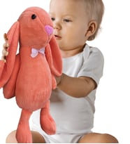 Uyku Arkadaşım PAPYONLU Uzun Kulak Bunny Peluş Tavşan 65 cm (Mercan)