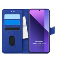Microsonic Xiaomi Redmi Note 13 Pro Plus 5G Kılıf Fabric Book Wallet Siyah (Lacivert)