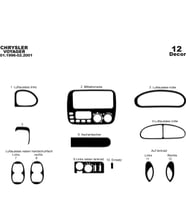 Meriç® Chrysler Voyager Ön Torpido Kaplama Maun 12 Parça 1996-2001 (Piano Black)