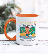 Matematik Öğretmeni Tasarımlı Kişiye Özel Kupa Bardak (Turuncu)