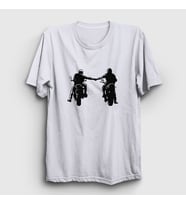 Presmono Unisex Sarı Biker Brotherhood Hediye Motorcu T-Shirt 457771tt (Beyaz)