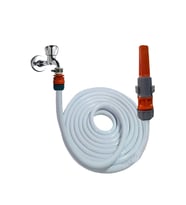 Plasyay Yerli Düz Sulama ve Yıkama Hortum ve Lans Başlıklı 3.5 Metre Set (Beyaz)