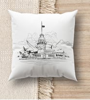 BK Gift İstanbul Tasarımlı Beyaz Kırlent Yastık, Ev Hediyesi, Ev Dekorasyonu, Dekoratif Hediye (Model 7)