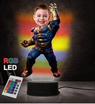 Doğum Günü Hediyesi,Sevgiliye Hediye, Kişiye Özel Fotoğraflı Thanos Karikatür 3D Led Lamba (RGB)