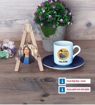 Öğretmenler Günü Hediyesi Türk Kahvesi Fincanı Ahşap Altlıklı ve Fotoğraflı Ahşap Anahtarlık Hediye (Model 4)