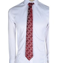 Cengiz İnler Geometrik Desenli Mendilli Mikrofiber Erkek Kravat (Kırmızı)