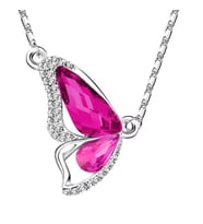 voyageaccessory Sevgiliye Hediye Avusturya Kristali Kelebek Kolye (Pembe)