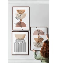 Çerçeveli Tablo Modern Sanatsal  Dekorasyon Ev Dekoru Üçlü Çerçeve Abstract ÖZC-448 (Ceviz)