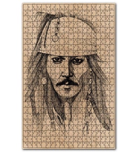 Cakapuzzle Kaptan Jack Sparrow Karakalem Portre Puzzle Yapboz MDF (Ahşap) (255 Parça)